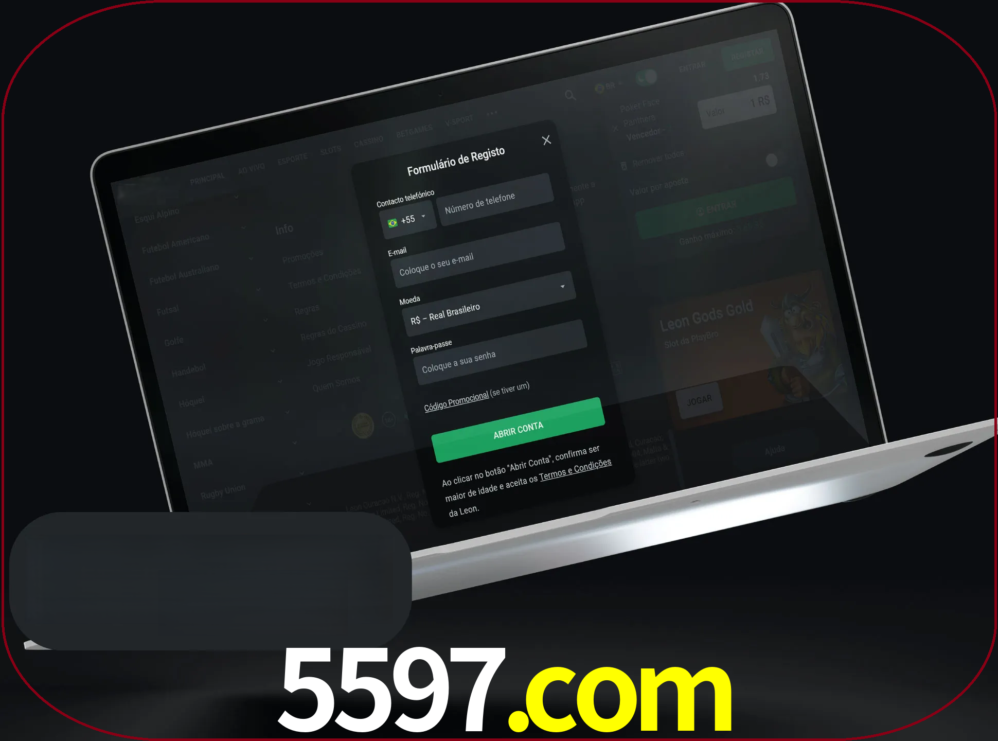 Abra o site da LeonBet e crie sua própria conta.