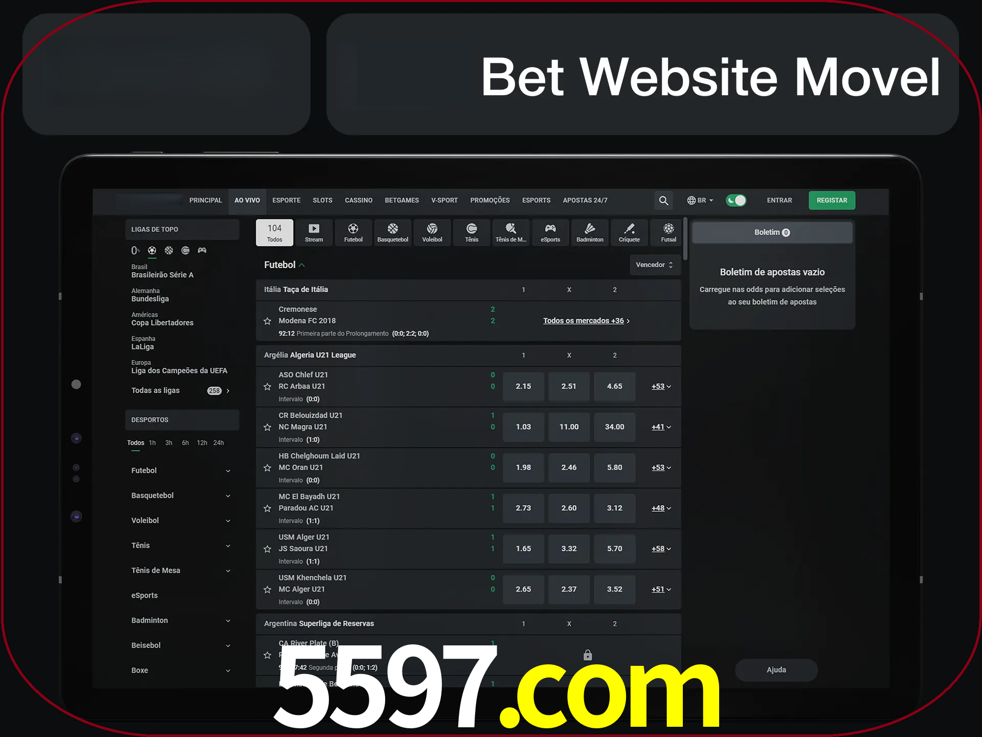 Use nosso website em qualquer dispositivo.